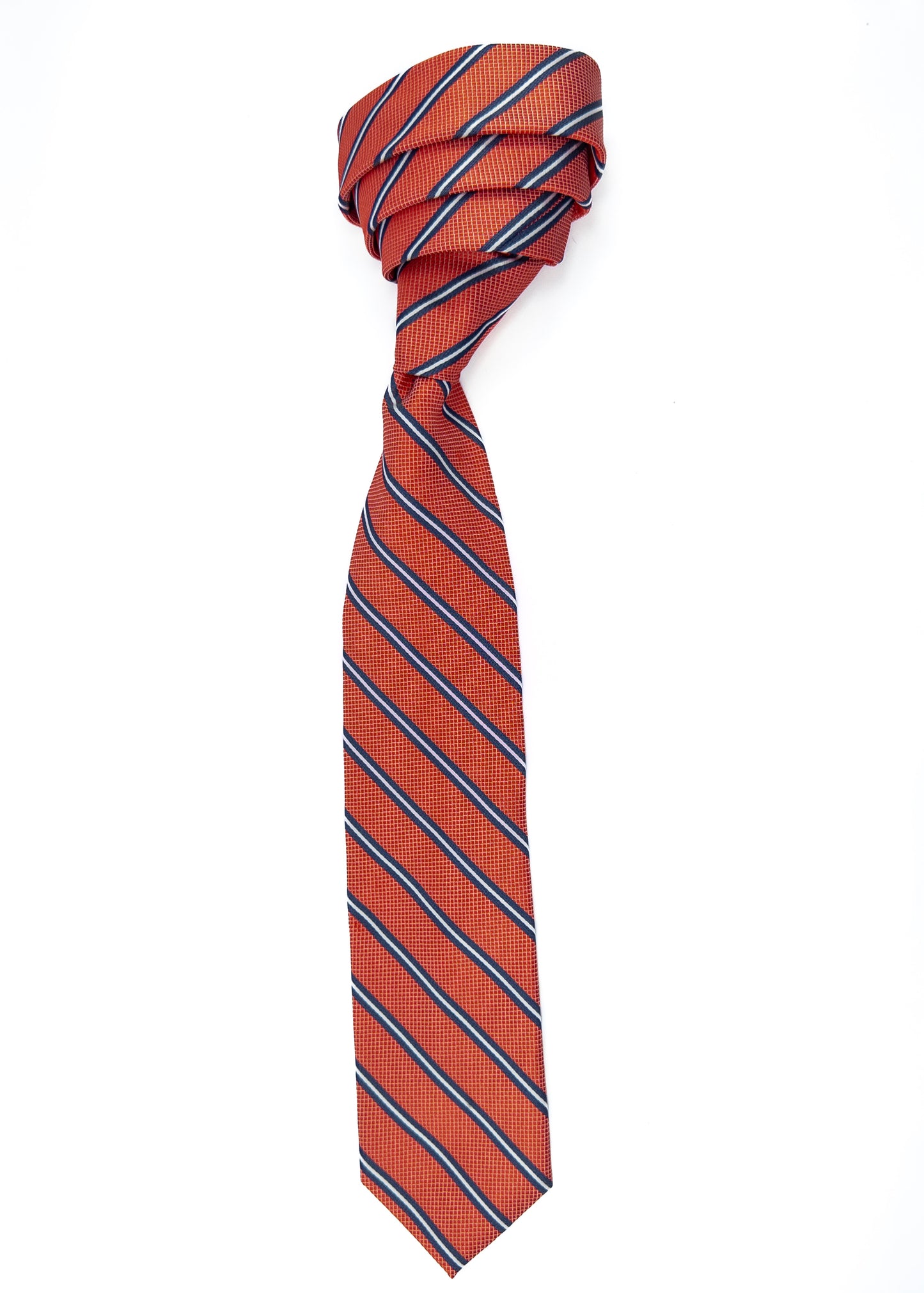 Corbata Rayada Rojo Coral con Azul – Dandi Store