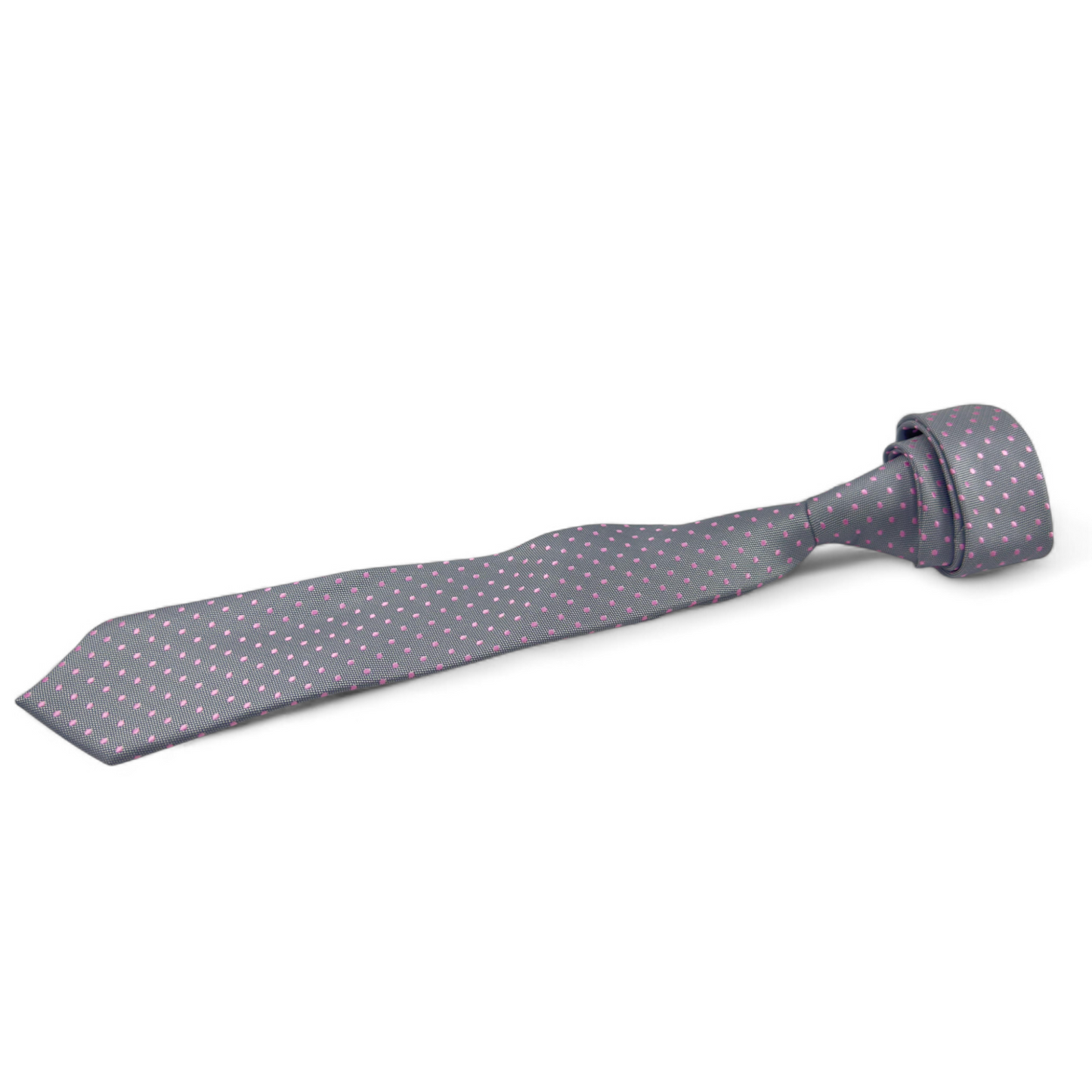 Corbata gris con puntos rosados