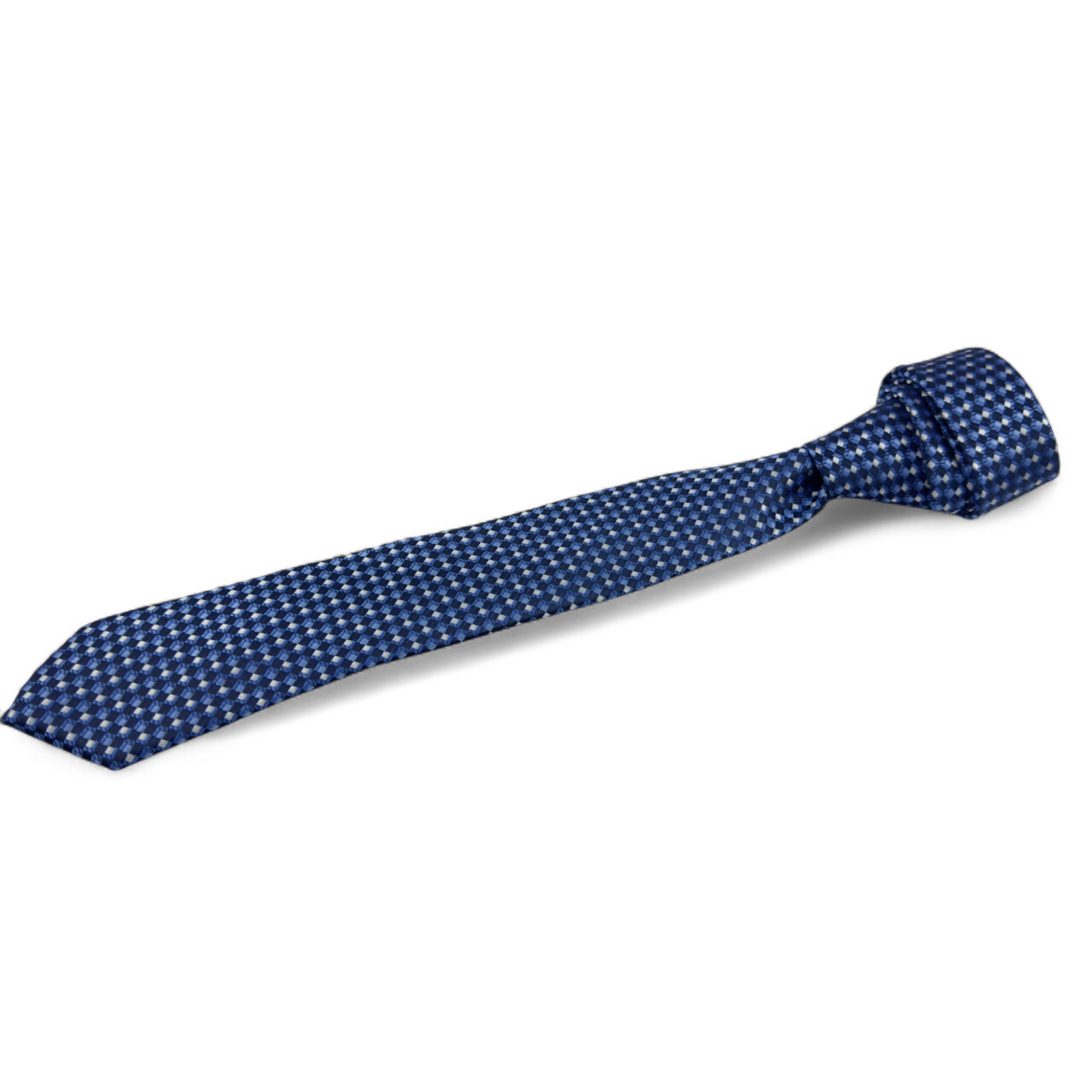 Corbata azul con patrón geométrico