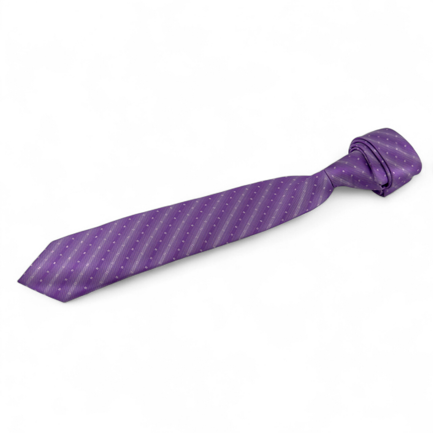 Corbata morada con microdiseños geométricos