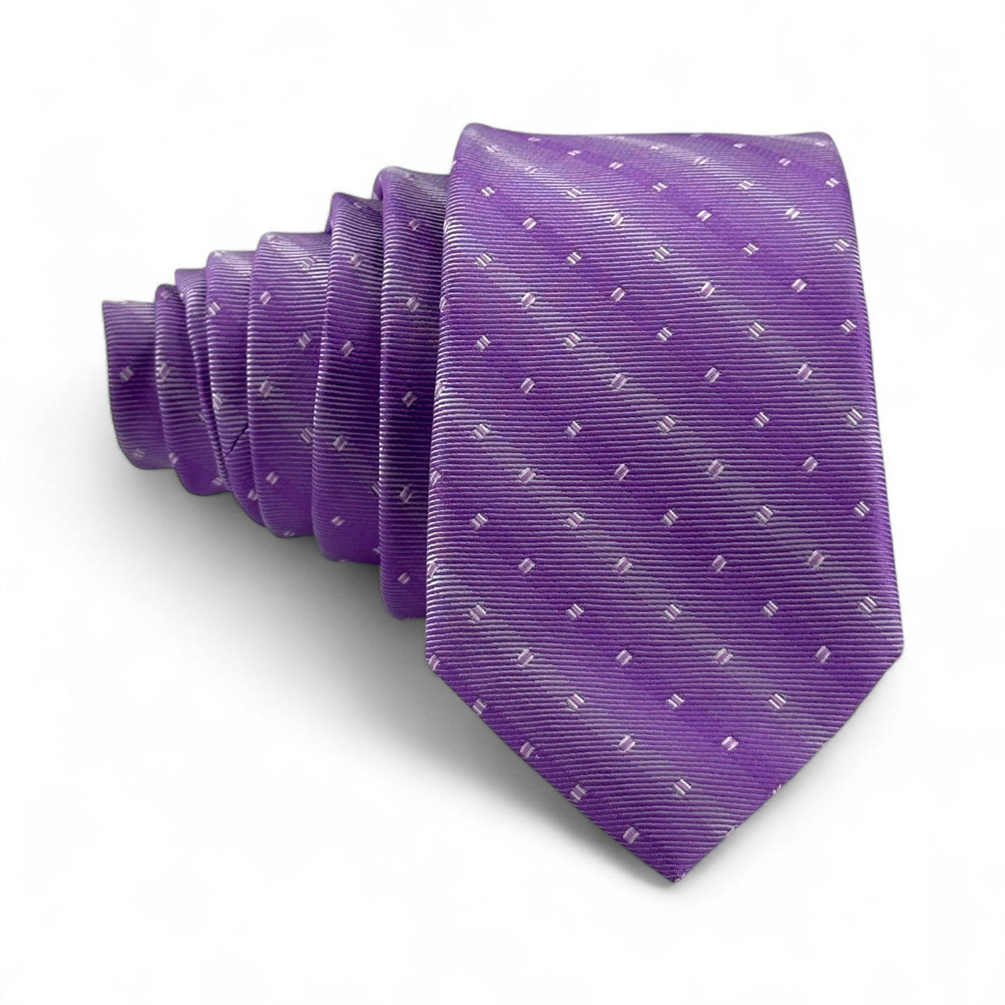 Corbata morada con microdiseños geométricos
