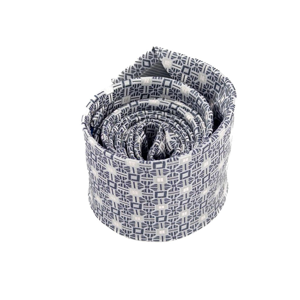 Corbata Gris con Patrón Geométrico – Sofisticación y Modernidad