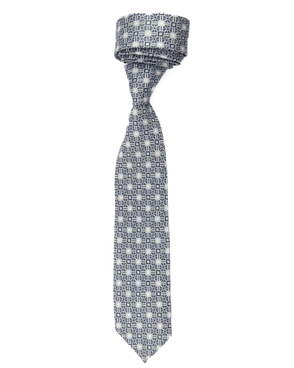 Corbata Gris con Patrón Geométrico – Sofisticación y Modernidad