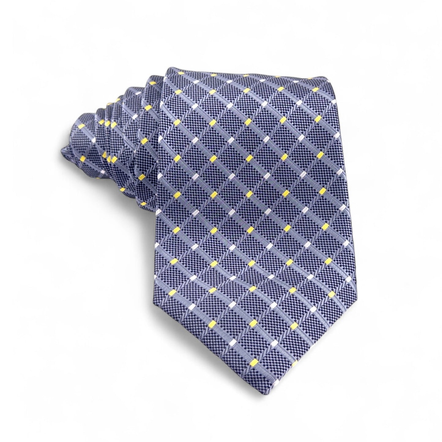 Corbata Gris con Líneas y Detalles Amarillos – Estilo Clásico