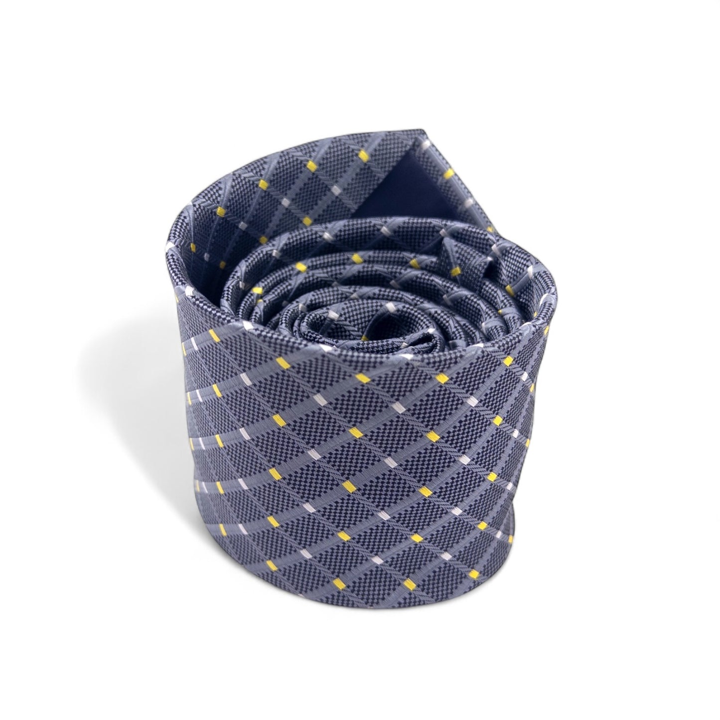 Corbata Gris con Líneas y Detalles Amarillos – Estilo Clásico