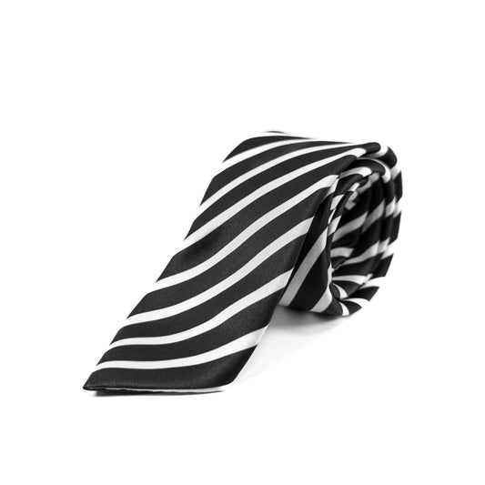 Corbata Rayada en Blanco y Negro