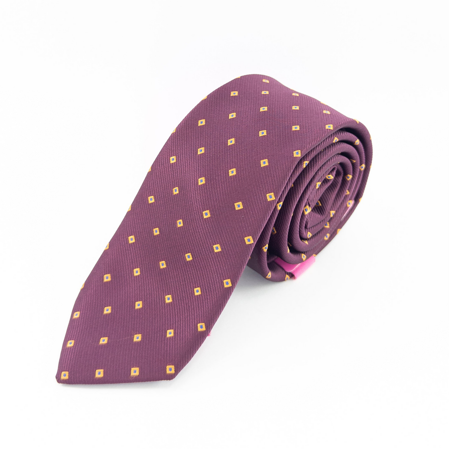Corbata Elegante con Diseño Geométrico en Vino y Amarillo