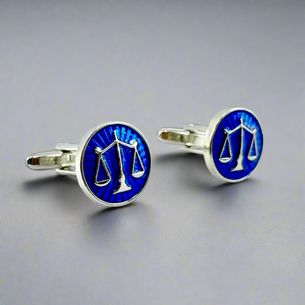 ⚖️ Mancornas Justicia Azul – Elegancia con Significado