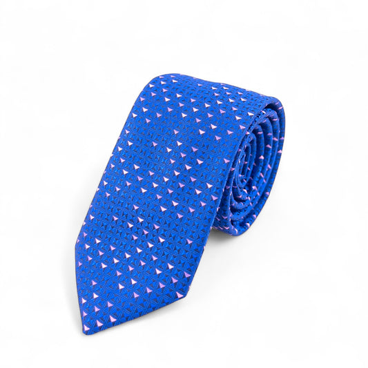 Corbata Azul con Patrón Geométrico – Estilo Moderno