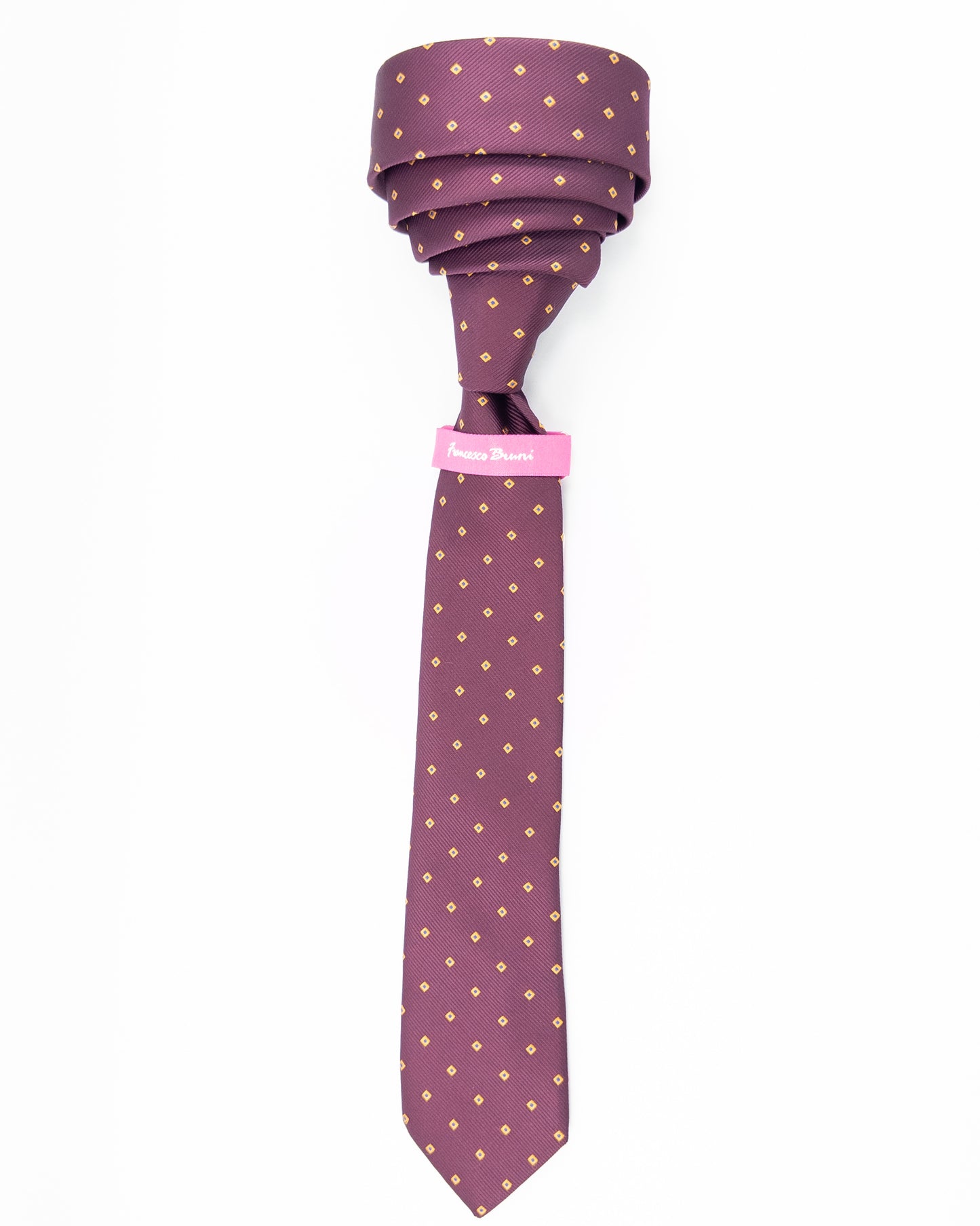 Corbata Elegante con Diseño Geométrico en Vino y Amarillo