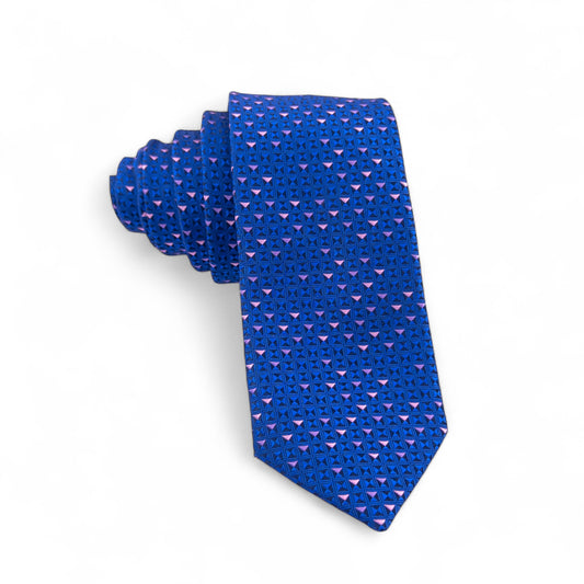 Corbata Azul con Patrón Geométrico – Estilo Moderno