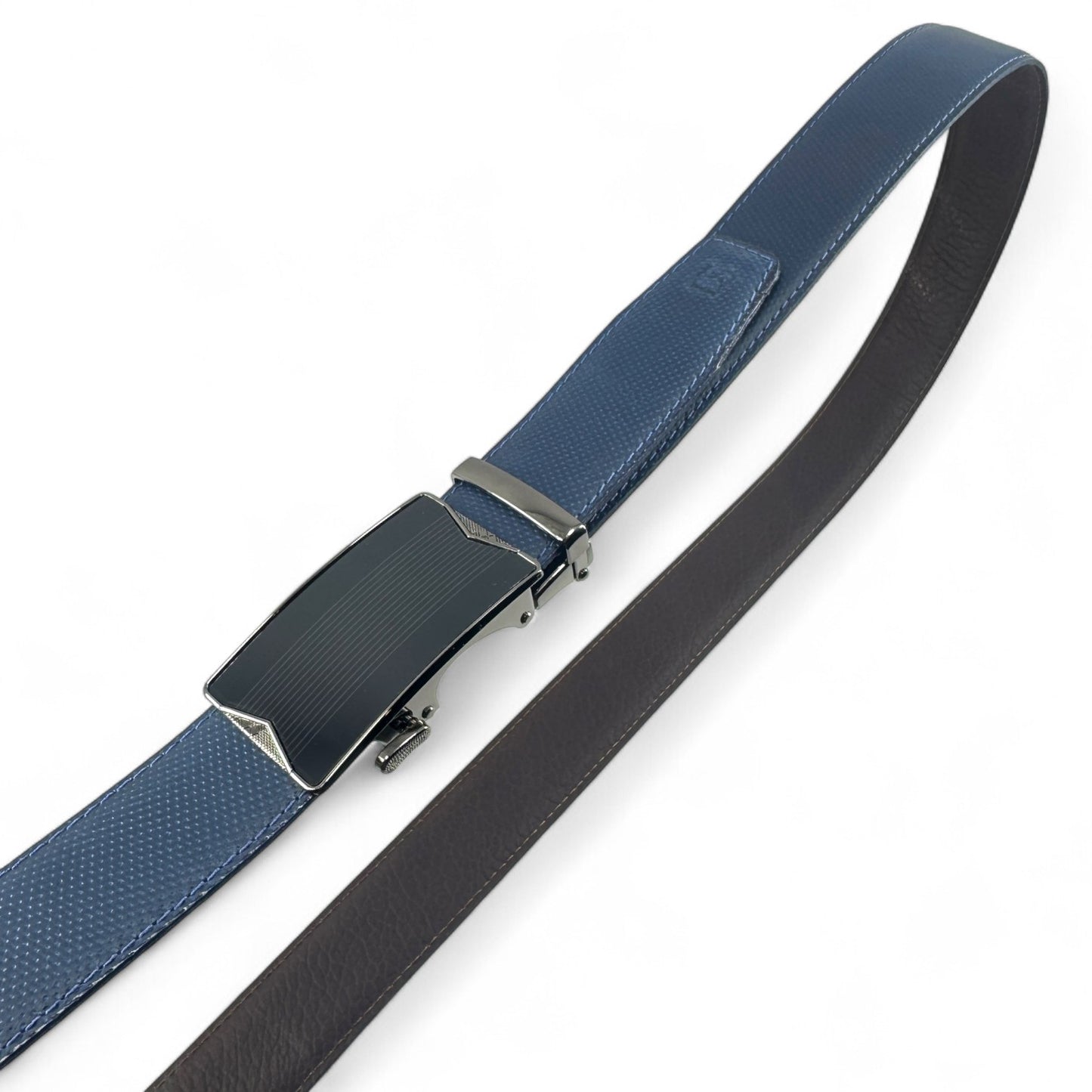 Cinturón automático en cuero azul – Elegancia moderna