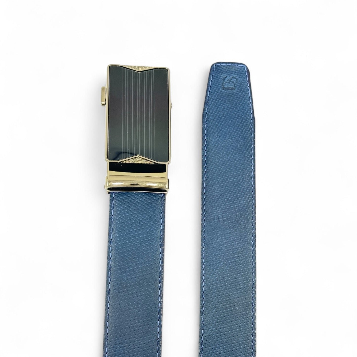 Cinturón automático en cuero azul – Elegancia moderna