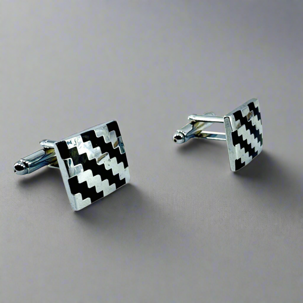 Mancornas Geométricas Plata & Ónix