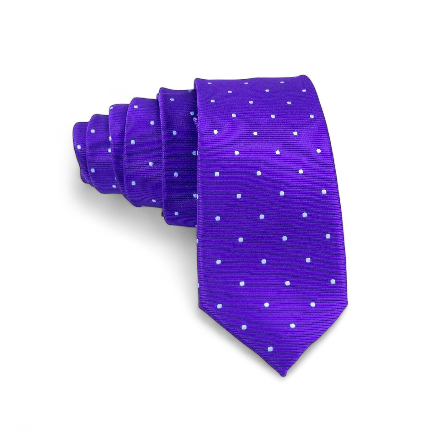 Corbata Morada con Puntos Azul Cielo – Estilo Moderno