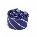 Corbata Morada con Rayas Blancas y Azules – Estilo Moderno
