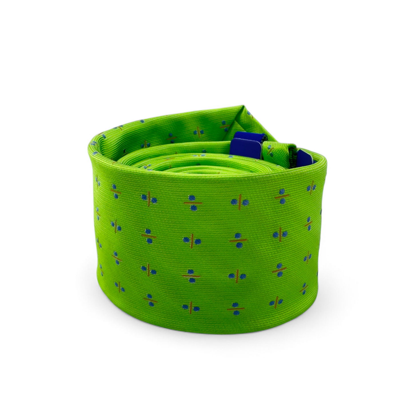 Corbata verde con microdiseños azules