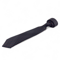 Corbata negra con microcuadros rojos y grises