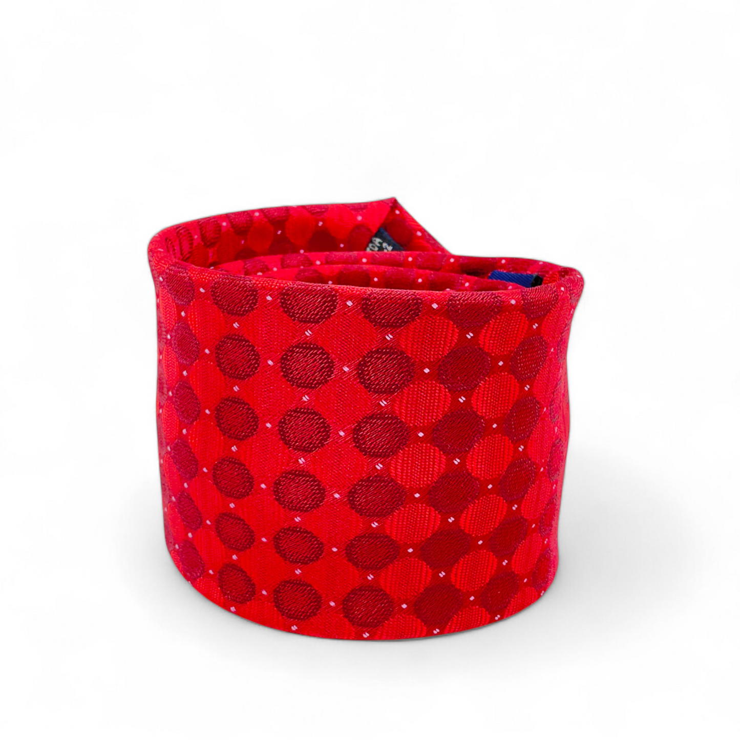 Corbata negra con microcuadros rojos y grises
