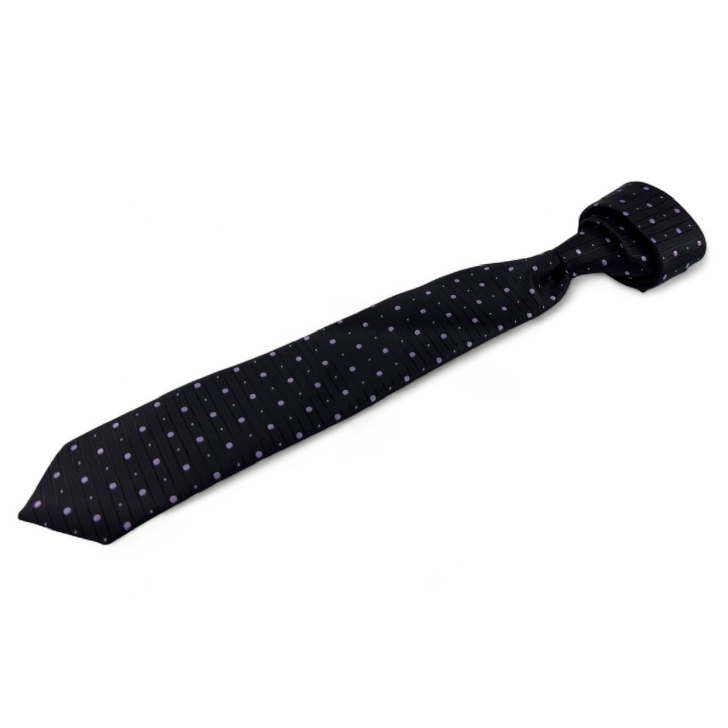Corbata negra con puntos lila