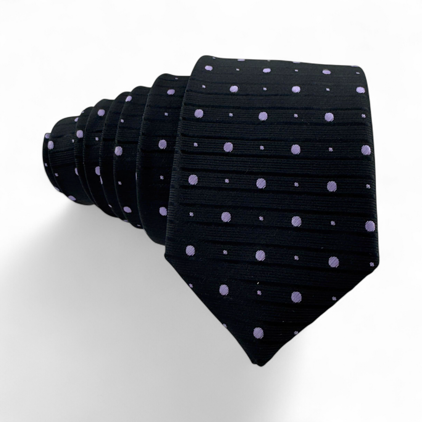 Corbata negra con puntos lila