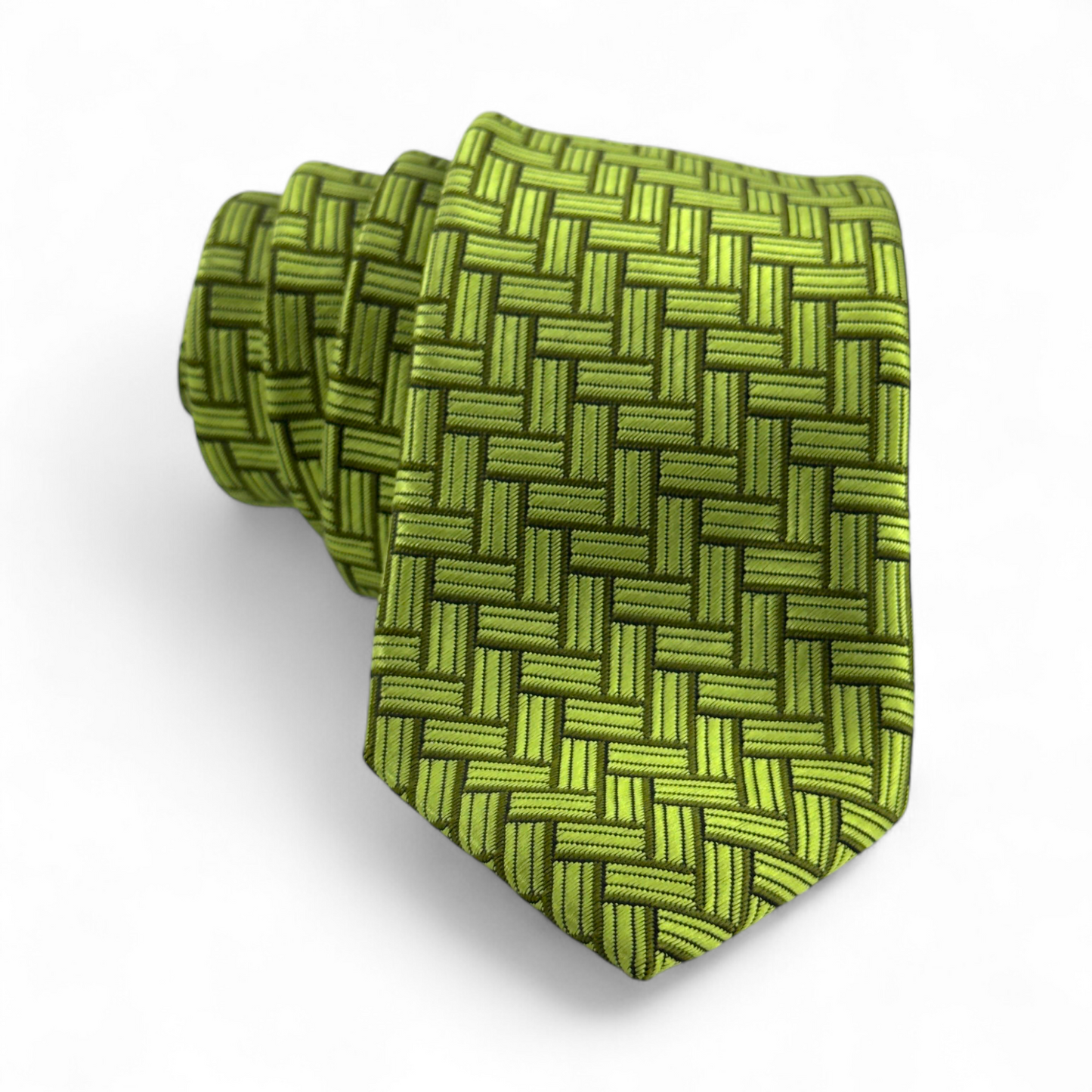 💚 Corbata Verde con Diseño Entrelazado – Estilo audaz y sofisticado
