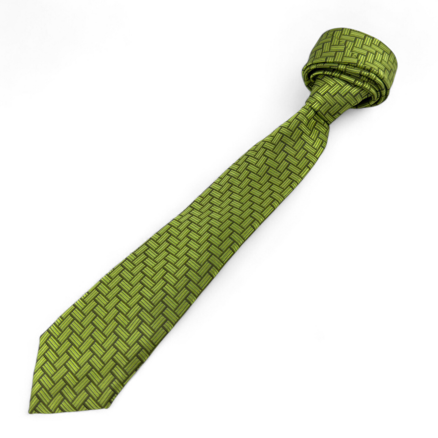 💚 Corbata Verde con Diseño Entrelazado – Estilo audaz y sofisticado