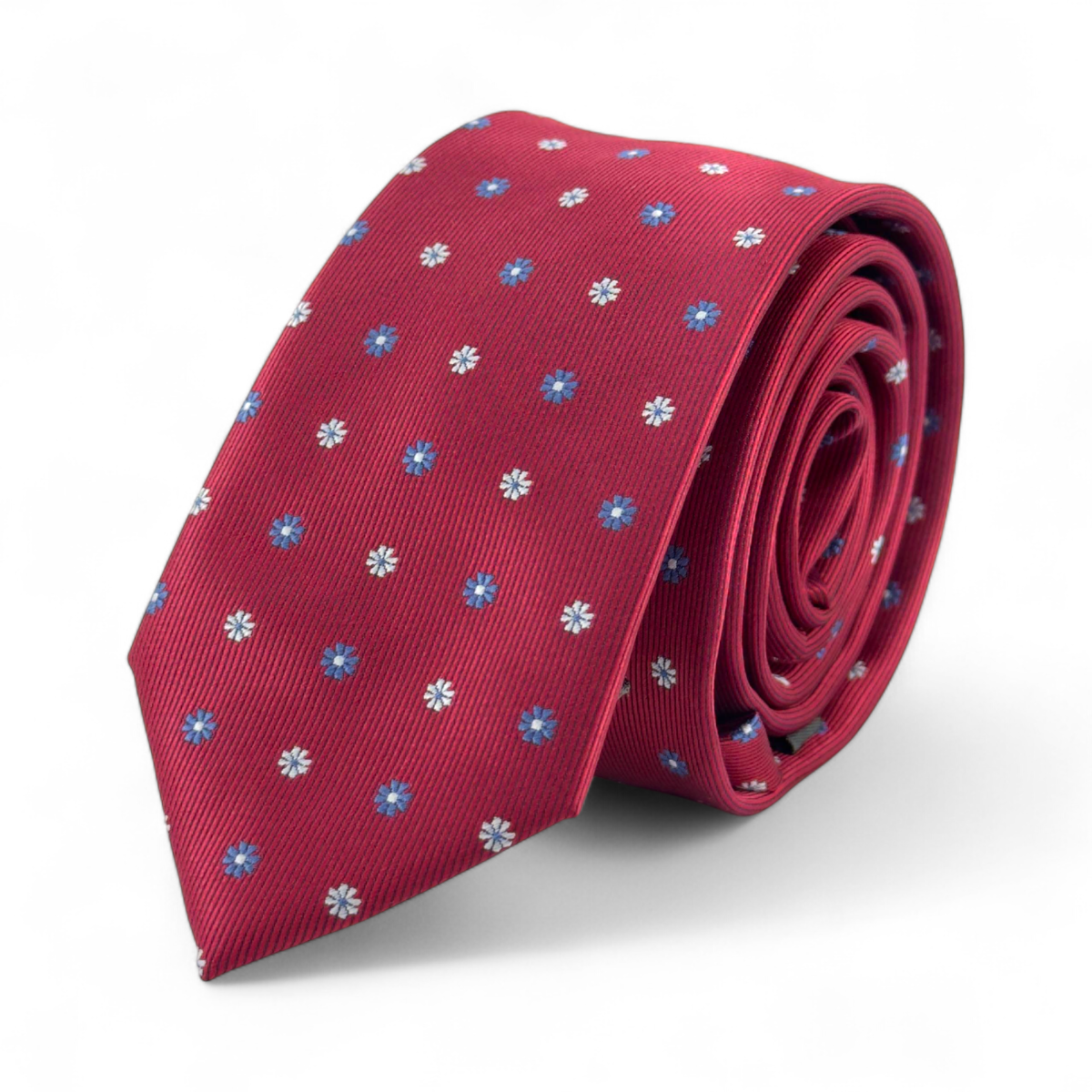 Corbata roja/Burdeos con Motivos Florales