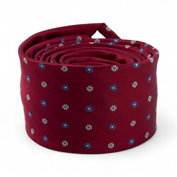 Corbata roja/Burdeos con Motivos Florales