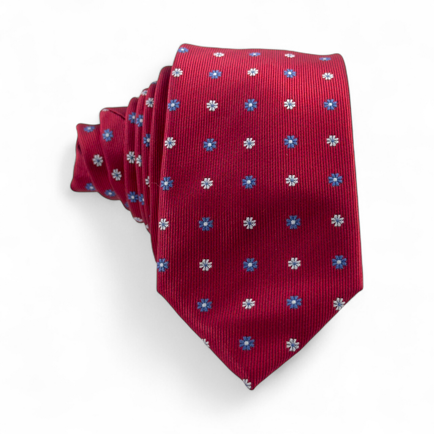 🌺 Corbata roja/Burdeos con Motivos Florales – Distinción con un toque moderno